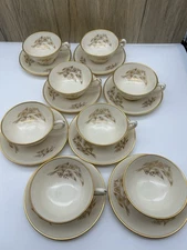 Lenox Arrowhead T422 Gold Trim Footed Cup and Saucer Set(s) LOT of 16
