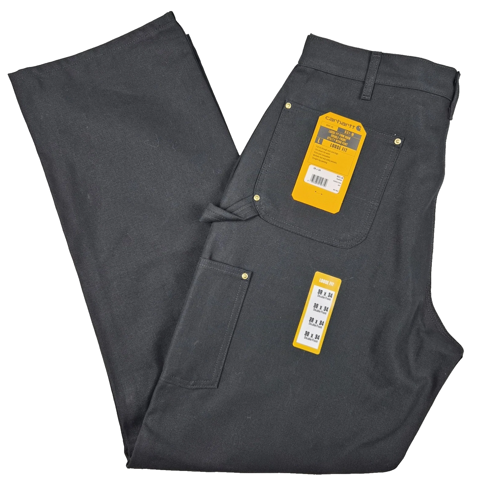 Carhartt Pant B01 M Mens 38x34 Loose Fit Firm Duck Double Front Utility Work NWT