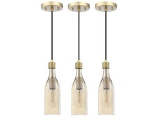 Modern Gold LED Pendant Light 3 Pack Crystal Mini Hanging Kitchen Island NEW