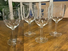 Princess House Heritage Pattern 4 Beverage/Water Goblets Stemmed Glasses 6.75"