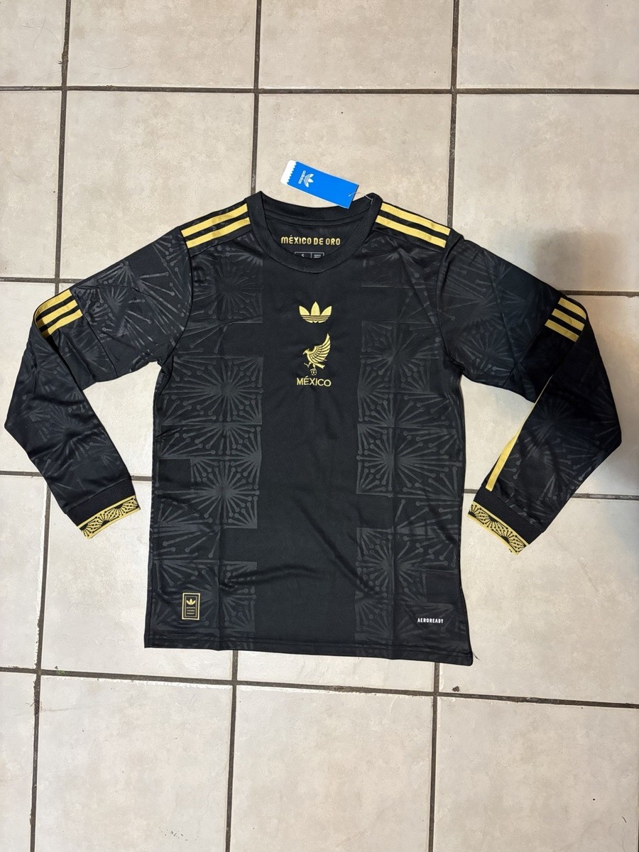 Mexico National Team Mexico De Oro Black/Gold Long Sleeve Jersey