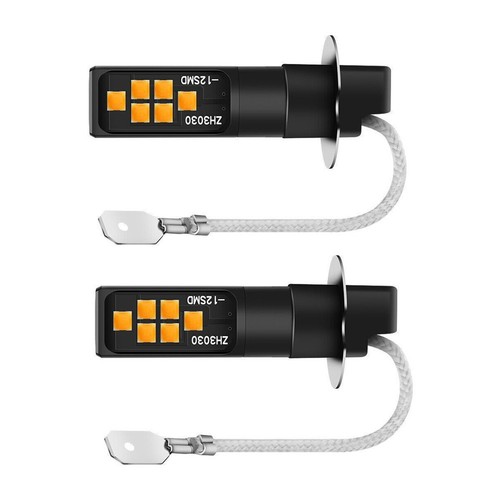 2pcs Amber H3 LED Bulbs 3030-SMD Car Fog Light High Brightness DRL-Driving Light - Picture 4 of 11