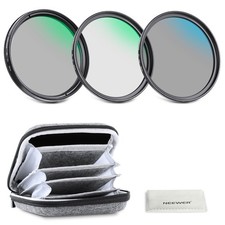 NEEWER 55mm UV/CPL/ND4 Filter Kit, Hard Shell Bag, HD Glass, Aluminum, Case