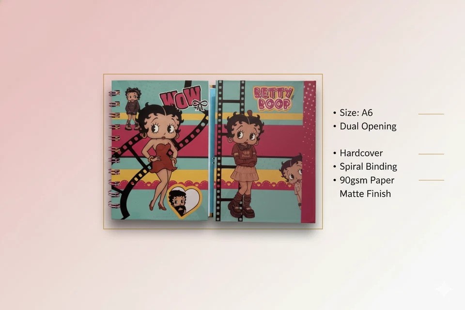 Betty Boop 一体式 A6 螺旋规划器和笔记本 | 双开封日记 + 周 — 第 4/4 张图片