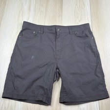 Prana Mens Gray Performance Nylon Outdoor Hiking Stretch Brion Shorts Size 38