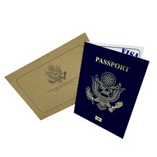 USA Gold Foil Pretend Passport Scratch Reveal Travel Ticket Surprise Card