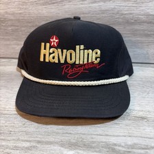 USA Made Vintage Nylon Snapback Hat Cap Havoline Racing Team Cord Trucker Mesh