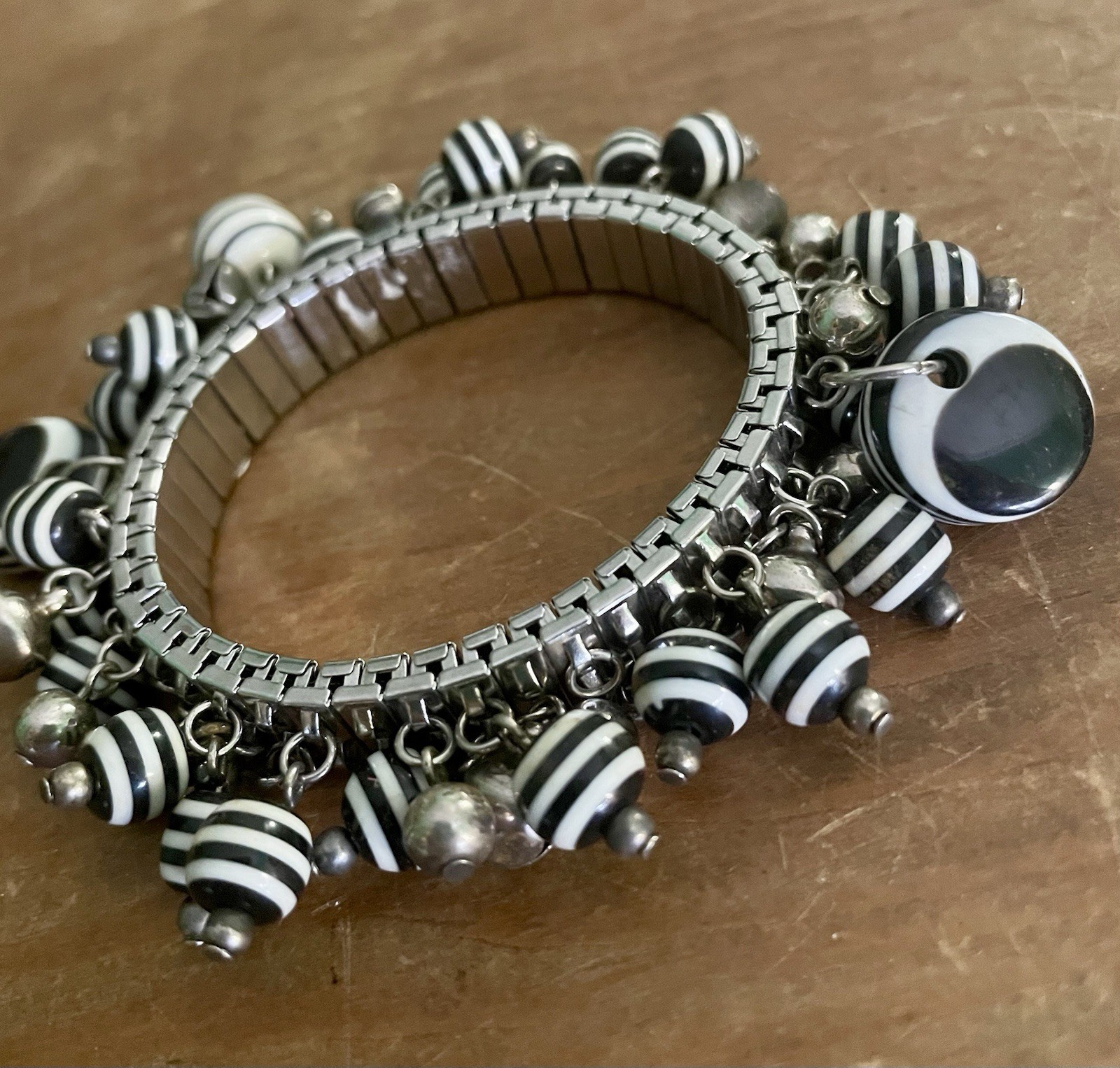 Black White Stretch Expandable Dangle Multi Charm… - image 3