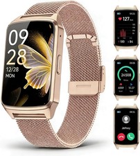 Rose Gold Smart Watch Fitness Tracker Heart Rate Extra Pink Band Android iOS