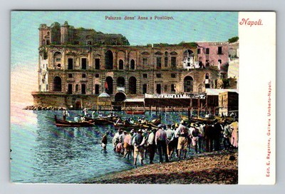 Italy- Naples Palace Of Lady Anna Posillipo Neighborhood Postal Vintage Postcard