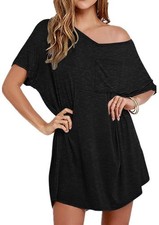 Women's Cotton V-Neck Tshirt Nightgown Comfy Casual Sleepshirt for Lounging