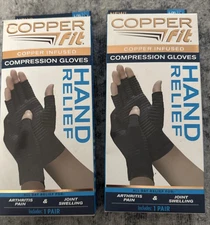 Copper Fit  Compression Gloves Hand Relief  2pair Unisex L/XL Copper Infused