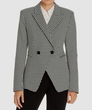 Elie Tahari Womens Black Jezebel Print Double Breasted Blazer Jacket Size 4