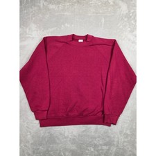 Vintage Fruit of the Loom Sweatshirt Women L Red Raglan Crewneck 90s USA Made