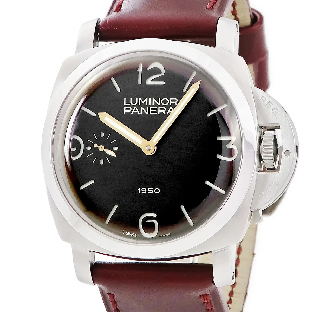 Panerai — Panerai Luminor PAM00127 Stainless Steel Leather 47mm Black Dial 1950 #HDW189
