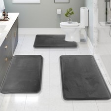 3 Piece Bathroom Rugs Bath Mat Set, Velvet Memory Foam Bath Mats for Bathroom...