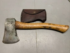 Vintage Craftsman Hatchet Axe 14” Wood Handle With Leather Sheath