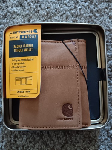 Carhartt Men's Saddle Leather Trifold Wallet Model WW0208 Brand New