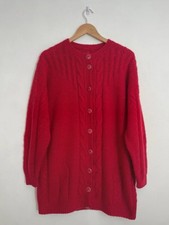 Handgestrickte rote Strickjacke (Größe 18) ...