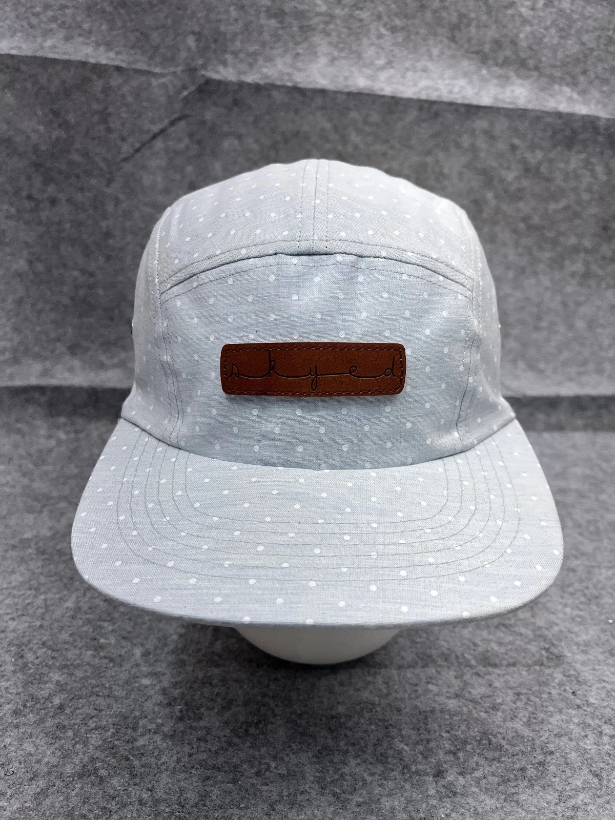 Skyed Apparel Hat Cap Strap Back Adult One Size Blue Polka Dot Cotton 5 Panel