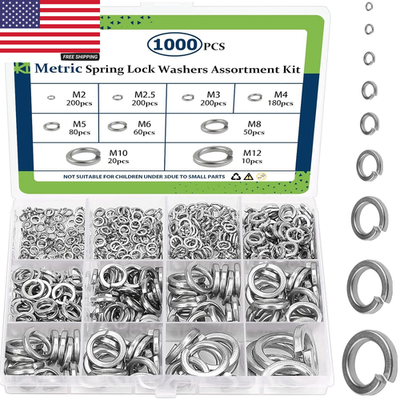 #ad Spring Lock Washers Assortment Kit 1000 Pack M2 M2.5 M3 M4 M5 M6 M8 M10 M12 Me $14.52