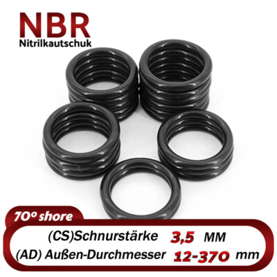 O-Ring Dichtring Dichtungsring /AD 12-370mm x Schnurstärke 3,5mm / NBR Gummiring