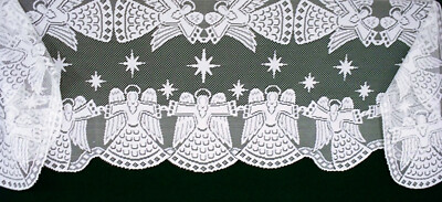Mantel Scarf Glorious Angel 20x90 White Heritage Lace NWOt