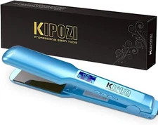 KIPOZI 1.75" Hair Straightener Negative Ion Titanium Wide Flat Iron LCD Display
