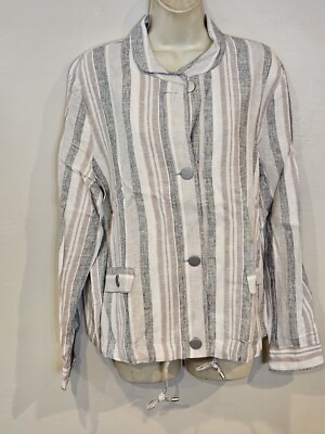 Sz 2x Jones Linen Blend Button Jacket Beige Plus Khaki Black New NWT $150