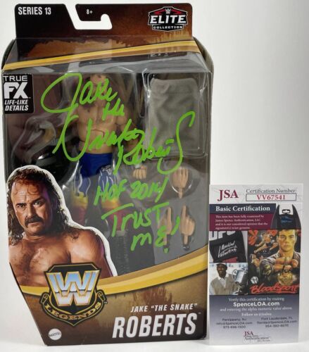 Figurine WWE Jake The Snake Roberts signée Mattel Legend Elite Wrestling B JSA COA - Photo 1/6