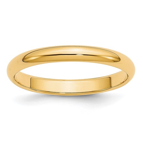 14K Yellow Gold 3mm Half-Round Wedding Band Ring - Foto 1 di 5