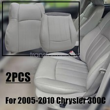 2pcs For 2005-2010 Chrysler 300c Driver Bottom Top Leather Seat Cover Lt Gray