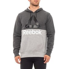  55 Reebok Men's size L Gray Colorblock Fleece Sweat Shirt Hoodie FREE SHIPP 