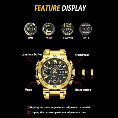 Orologio al quarzo orologio da polso uomo uomo orologi data luminoso orologio sportivo impermeabile orologio - Foto 7 di 16