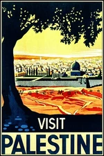 The Land Of the Bible 1930 Visit Palestine Middle East Travel Vintage Poster Art