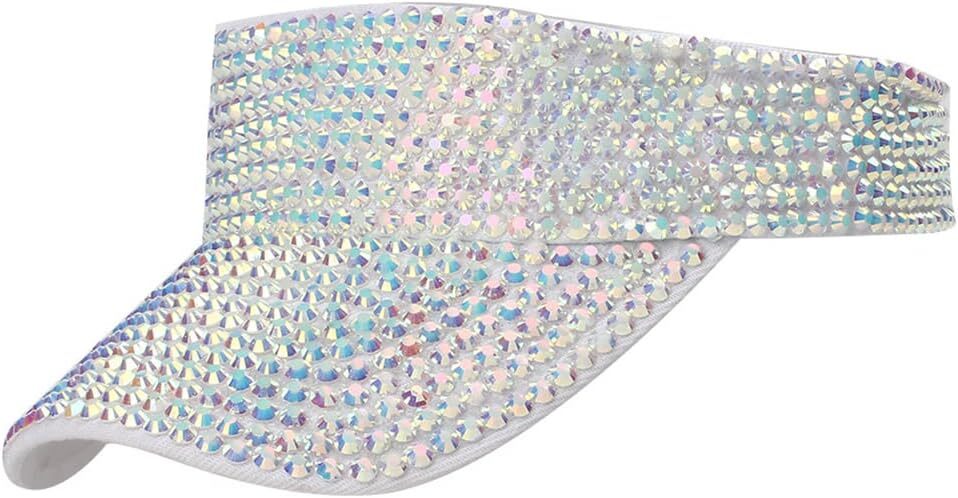 NEW TAG ! Gudessly Shiny Rhinestones Sport Sun Visitor Adjustable Cap Yellow Shiny Rhinestones Sport Sun Visor Sparkling Rhinestone Sun  main image 4