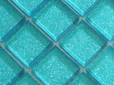 Glitter Blue Glass Mosaic tile sample off-cut ( approx 7 x 7 cm)