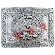 Highland Kilt Belt Buckle Claddagh pattern Chrome Finish Claddagh pattern buckle