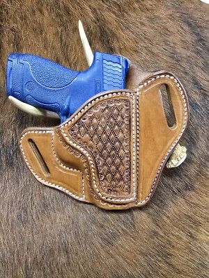 Smith & Wesson M&P Shield 9mm 40sw Leather Pancake holster Hand Made In The USA 