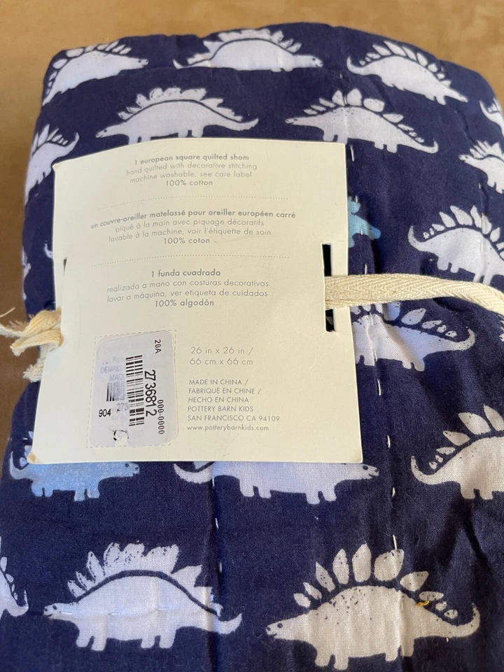 Almohada Pottery Barn Kids Euro Sham Dempsey Dino acolchada 2736812 dinosaurio retirado Foto 3 de 3