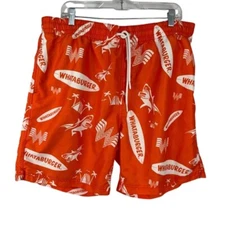 Whataburger Swim Trunks Boys XL Orange Board Shorts Surfboard Shark Palm Trees