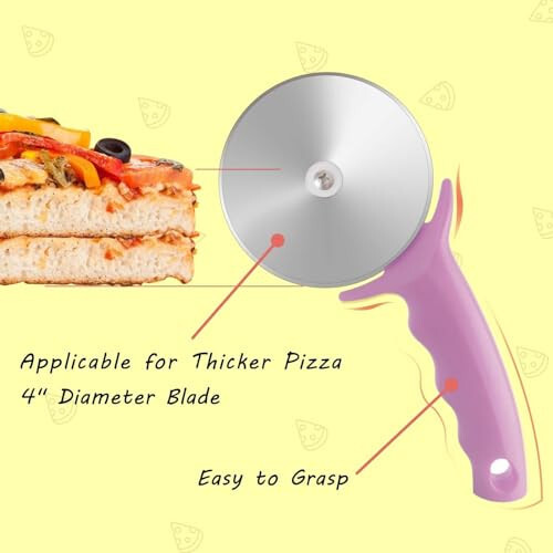 4" Pizza Cutter Wheel, Stainless Steel Large Pizza Cutter with Cover, Super Shar - Picture 4 of 7