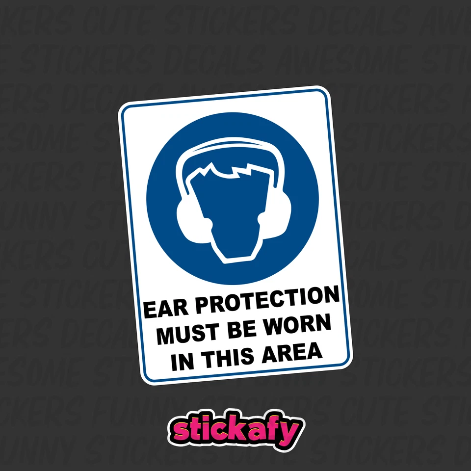STICKAFY Ear Protection Must Be Worn - Mandatory Sign Sticker | Placard Decal OHS WHS