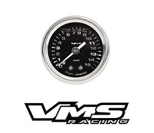 Vms Racing 0-15 Psi Liquid Filled Fuel Pressure Gauge For Ford Bbf Sbf - Black