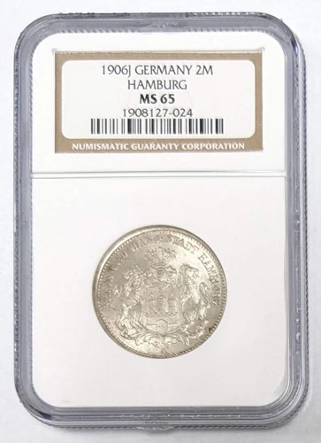1906 J Germany 2 Mark Hamburg NGC MS 65