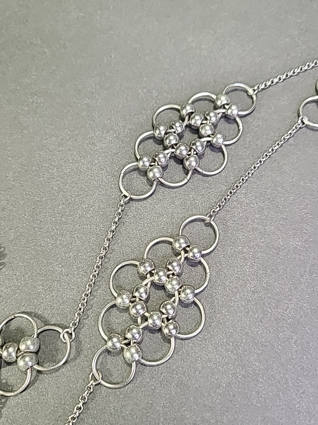 Interlocking Circles Silver Tone Multiple Flowers… - image 6