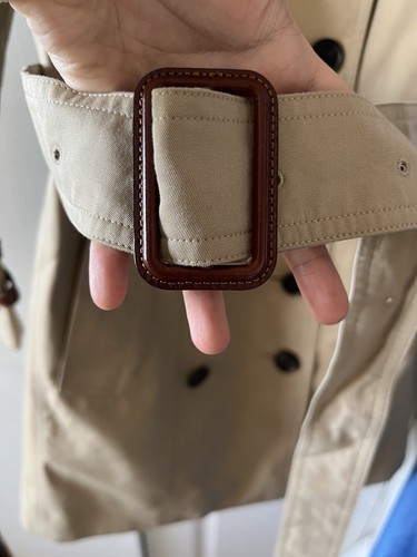 Burberry Prorsum Khaki Leather strap detailed double Breasted Mini Trench COAT - Picture 9 of 17