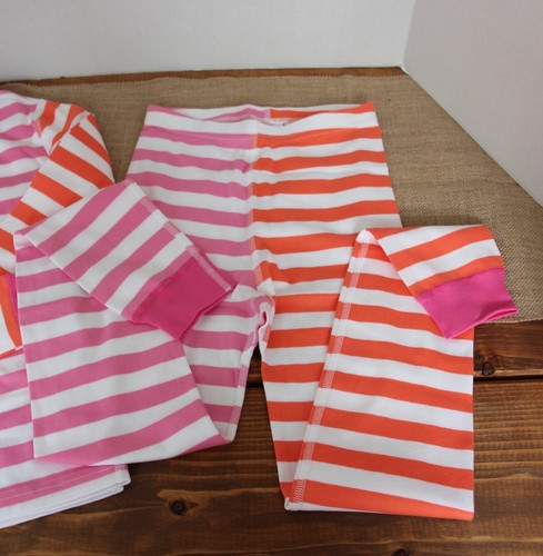 PAJAMA SET**NEW~Hanna Andersson Girls cm140=10yrs PINK+Orange mix it up Stripes - Picture 7 of 9