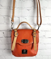 I Medici Firenze Italy Orange /brown leather Purse cross body adjustable bag