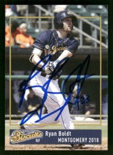 2018 Grandstand Montgomery Biscuits Ryan Boldt IP Auto Signed #3 Card